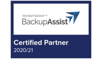 Blaues Logo von Backup Assist - Systempartner seit 2020/21