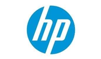 Blauer Kreis mit weissen Schriftzeichen - Logo von Hewlett Packard