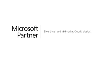 Schwarze Schriftzeichen - Microsoft Logo Silber Partner