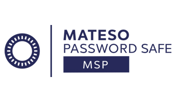 Dunkelblauer Kreis und Schriftzeichen - Logo von Mateso Password Safe